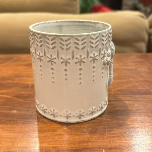 NWOT! Anthropologie A Initial Stocking Mug Winter Holiday Christmas Snowflake - Picture 2 of 11